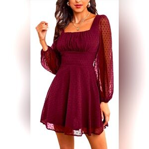 Long sleeve polka dot red dress